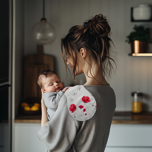 Red Floral Burp Cloth