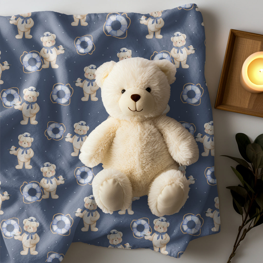 Teddy Bear Sailor Swaddle Blanket