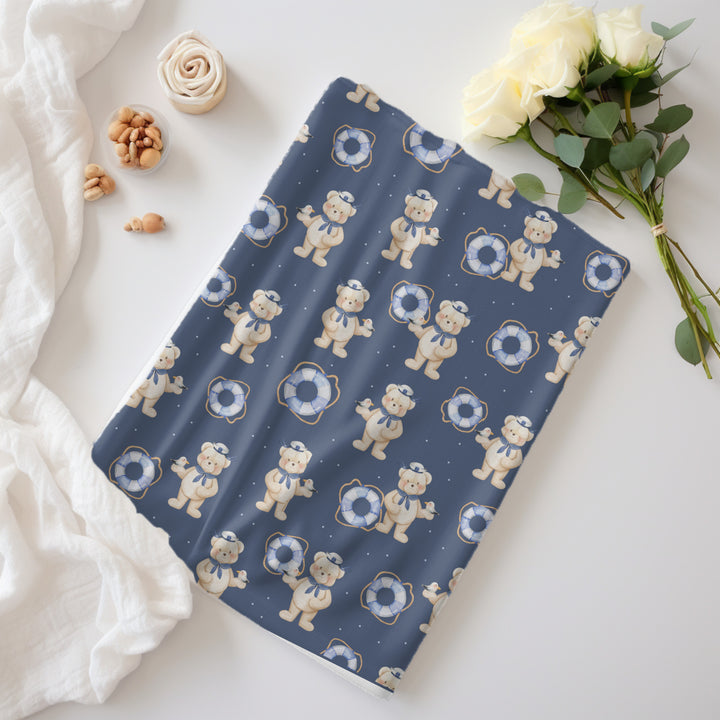 Teddy Bear Sailor Swaddle Blanket