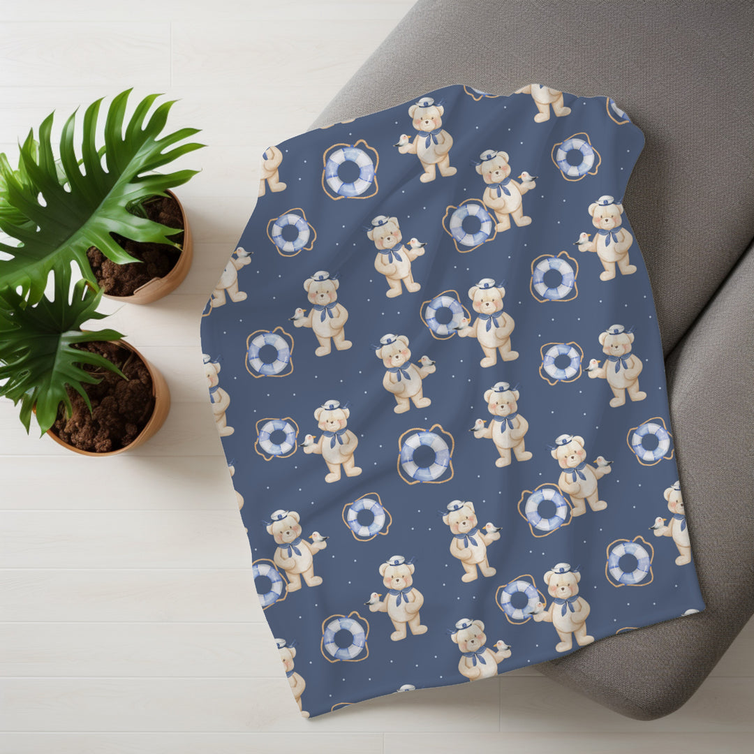 Teddy Bear Sailor Swaddle Blanket