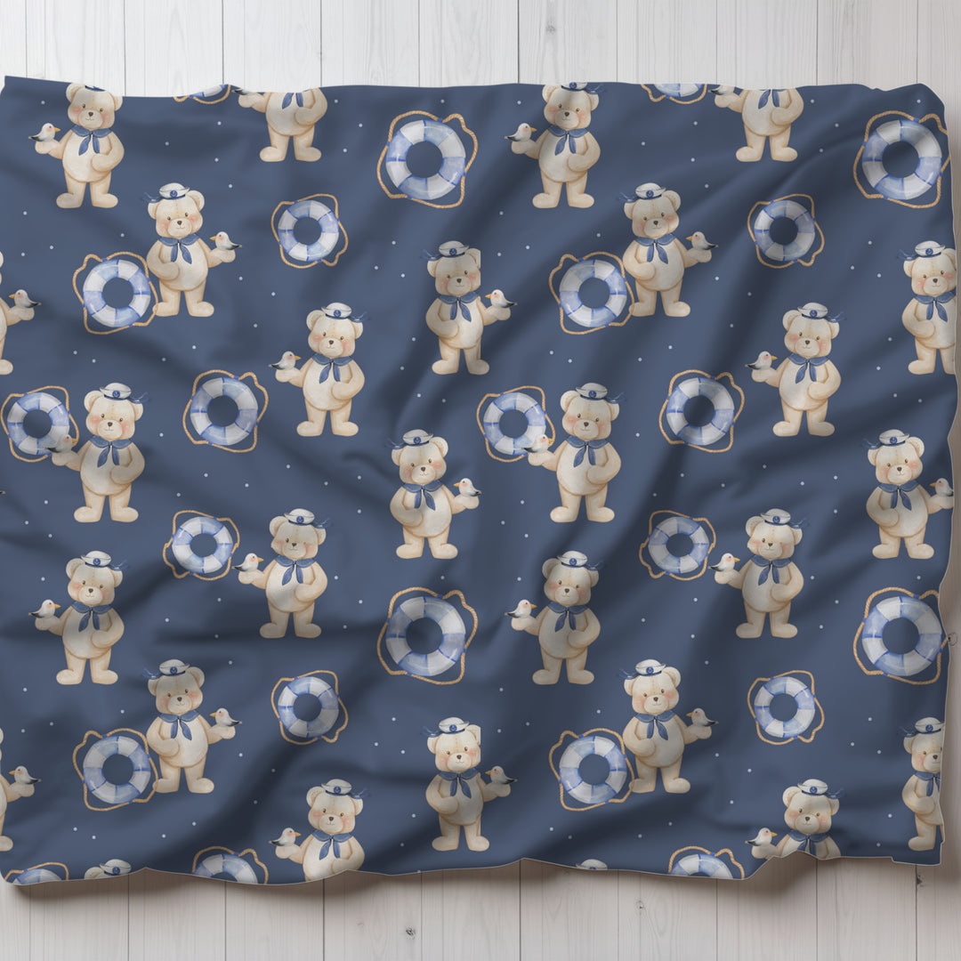 Teddy Bear Sailor Swaddle Blanket