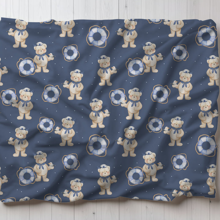 Teddy Bear Sailor Swaddle Blanket