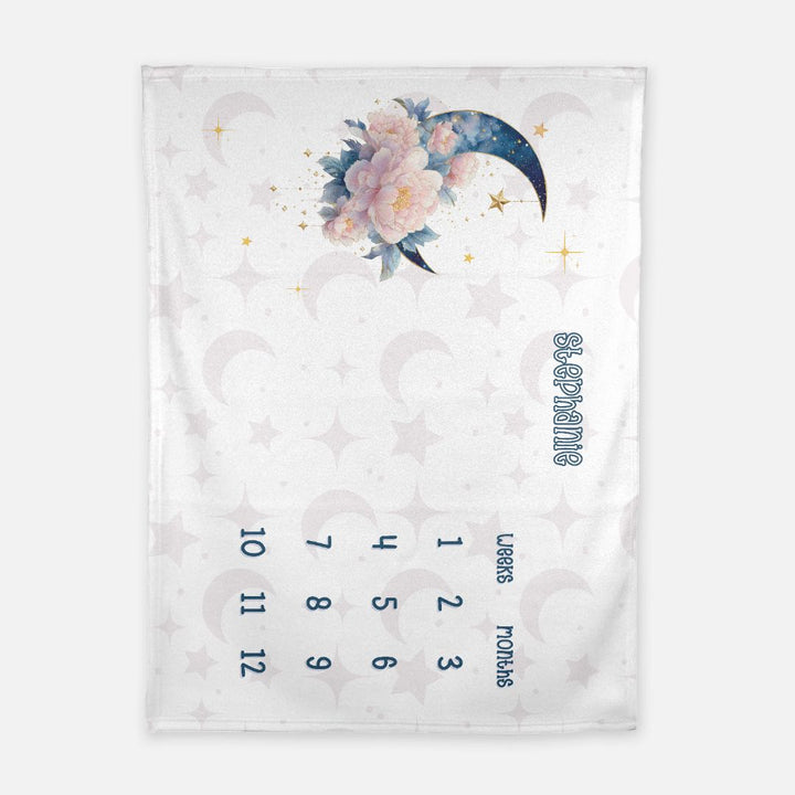 Floral Crescent Moon Milestone Blanket