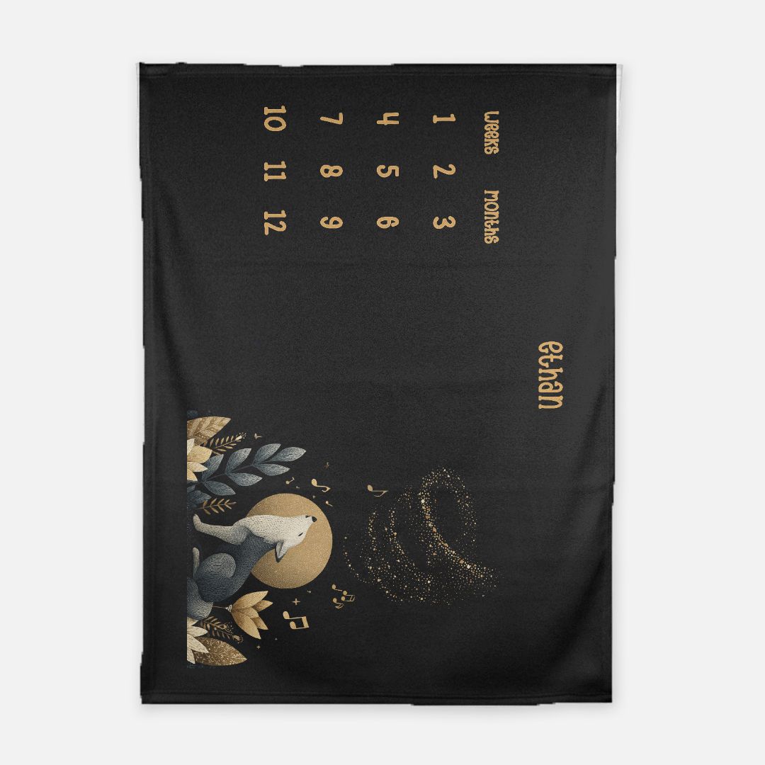 Musical Wolf Milestone Blanket