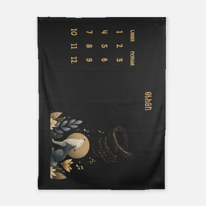 Musical Wolf Milestone Blanket