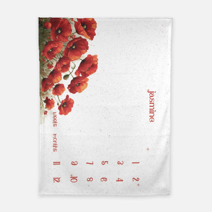 Red Poppy Flower Milestone Blanket