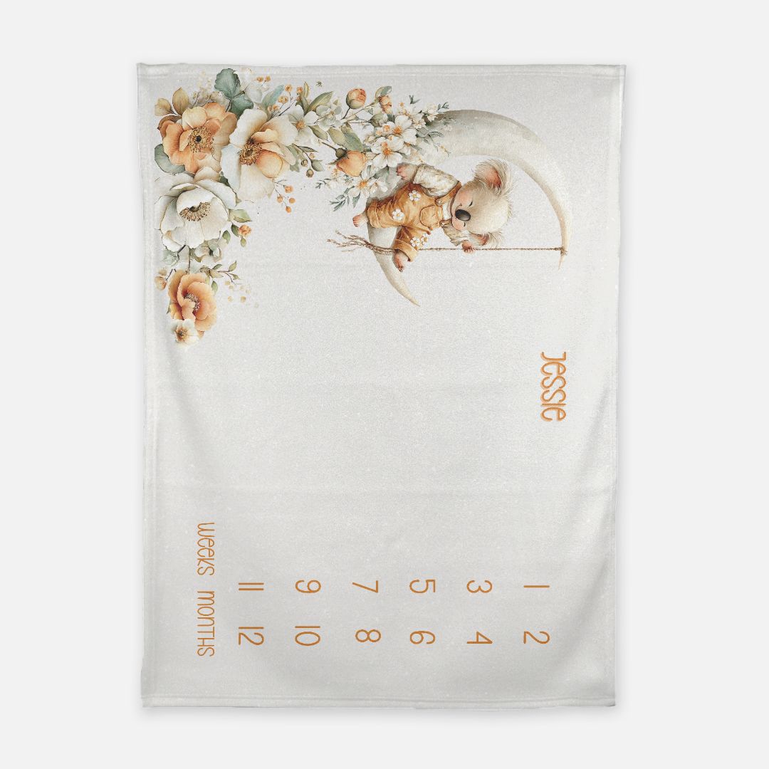 Floral Koala Milestone Blanket