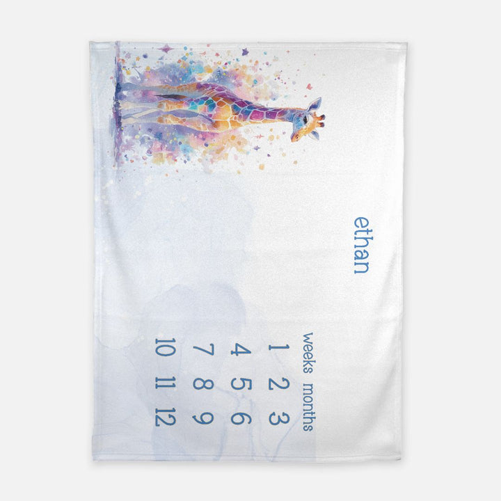 Colorful Giraffe Milestone Blanket