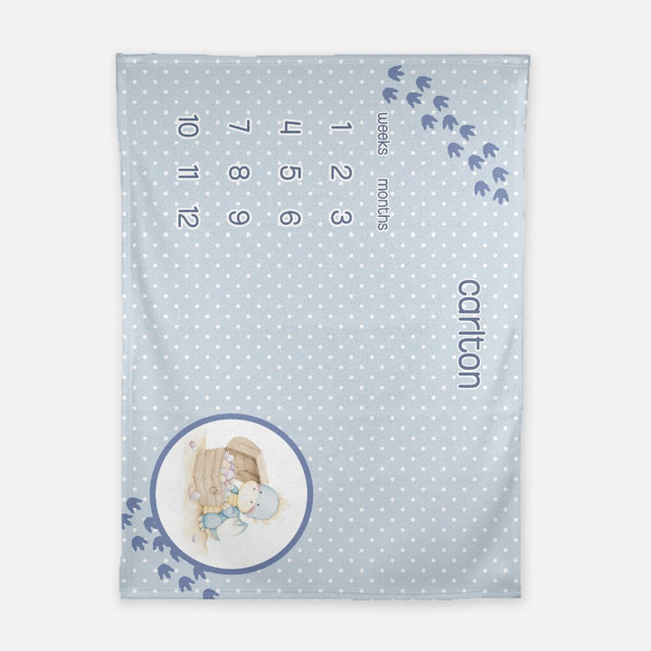 Blue Dinosaur Milestone Blanket