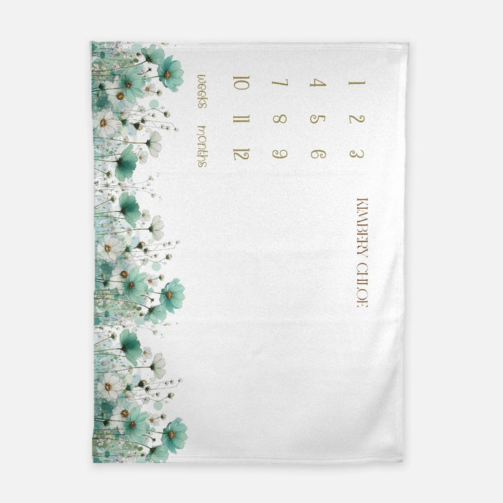 Boho Green Floral Milestone Blanket
