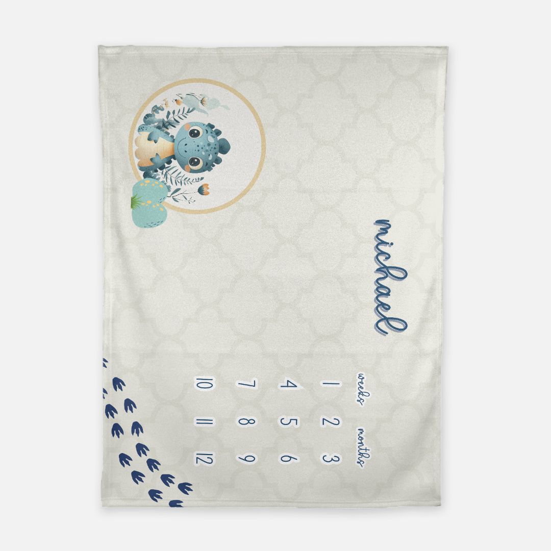 Dinosaur Steps Milestone Blanket
