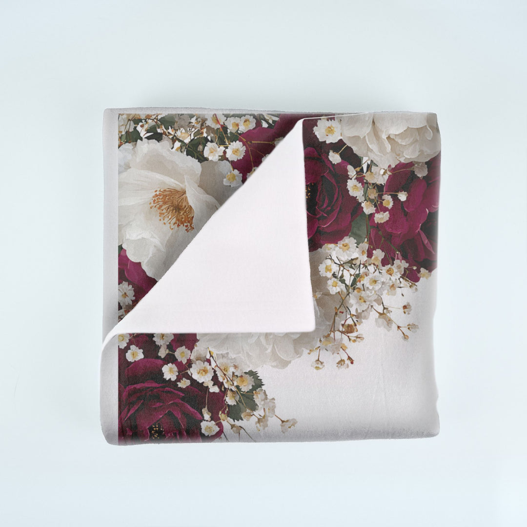 Burgundy and White Floral Milestone Blanket