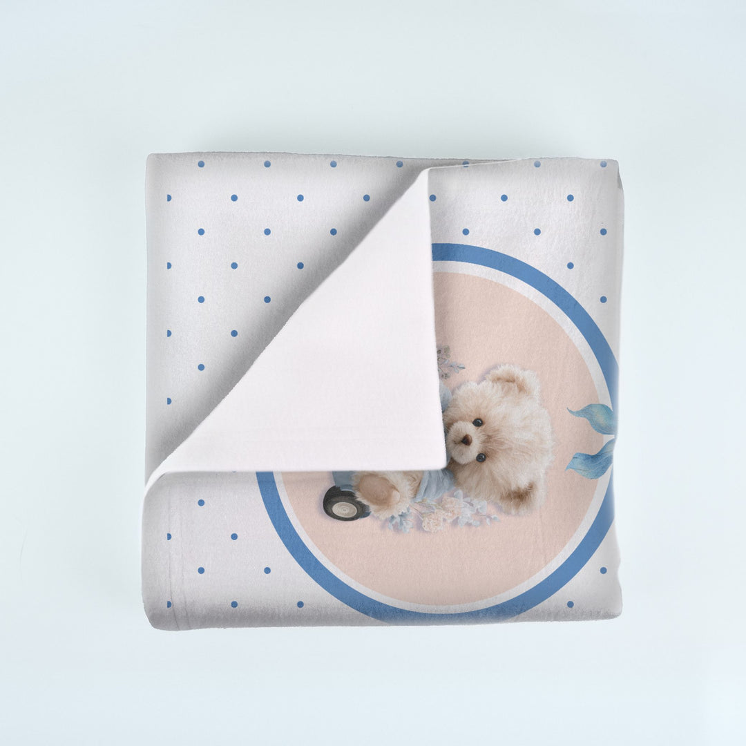 Blue Teddy Driver Milestone Blanket