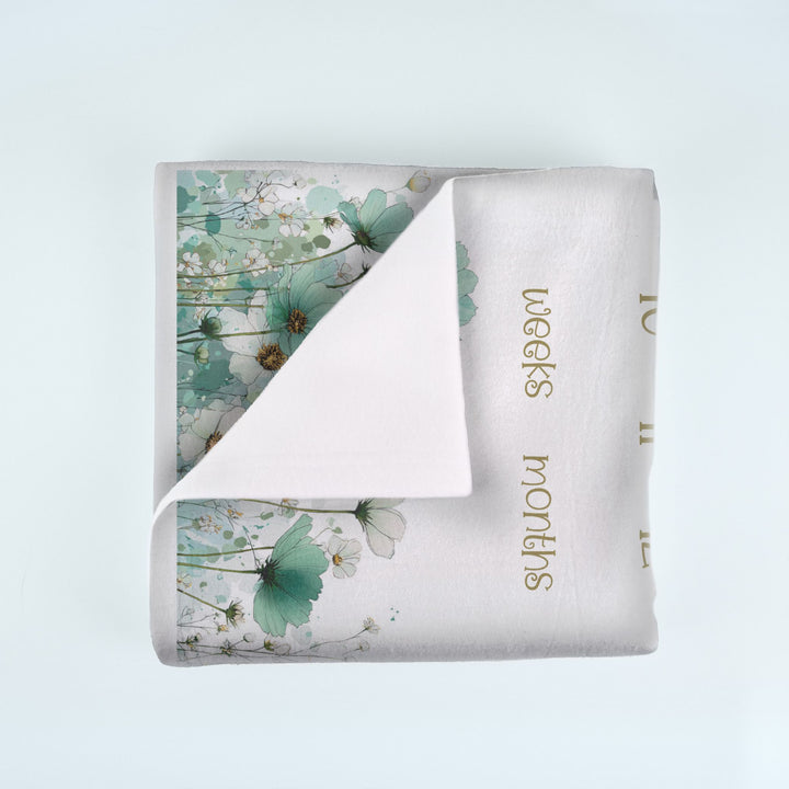 Boho Green Floral Milestone Blanket