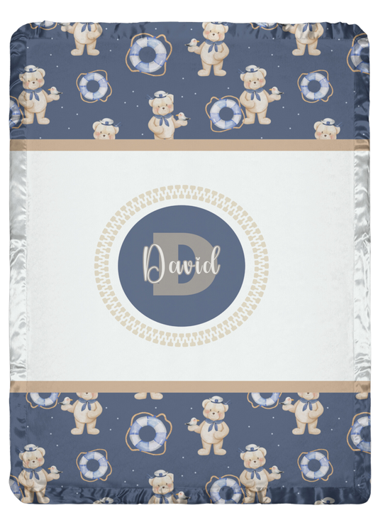 Personalized Teddy Bear Sailor Blanket