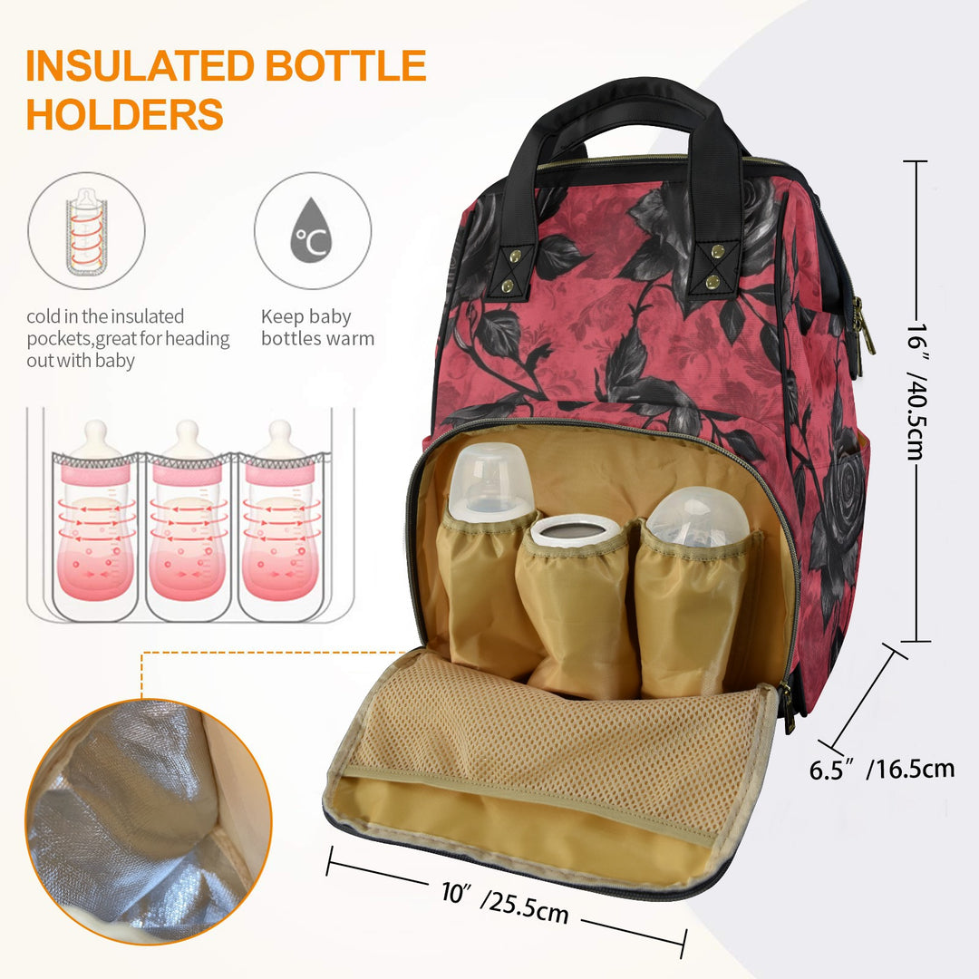 Black Rose Diaper Bag