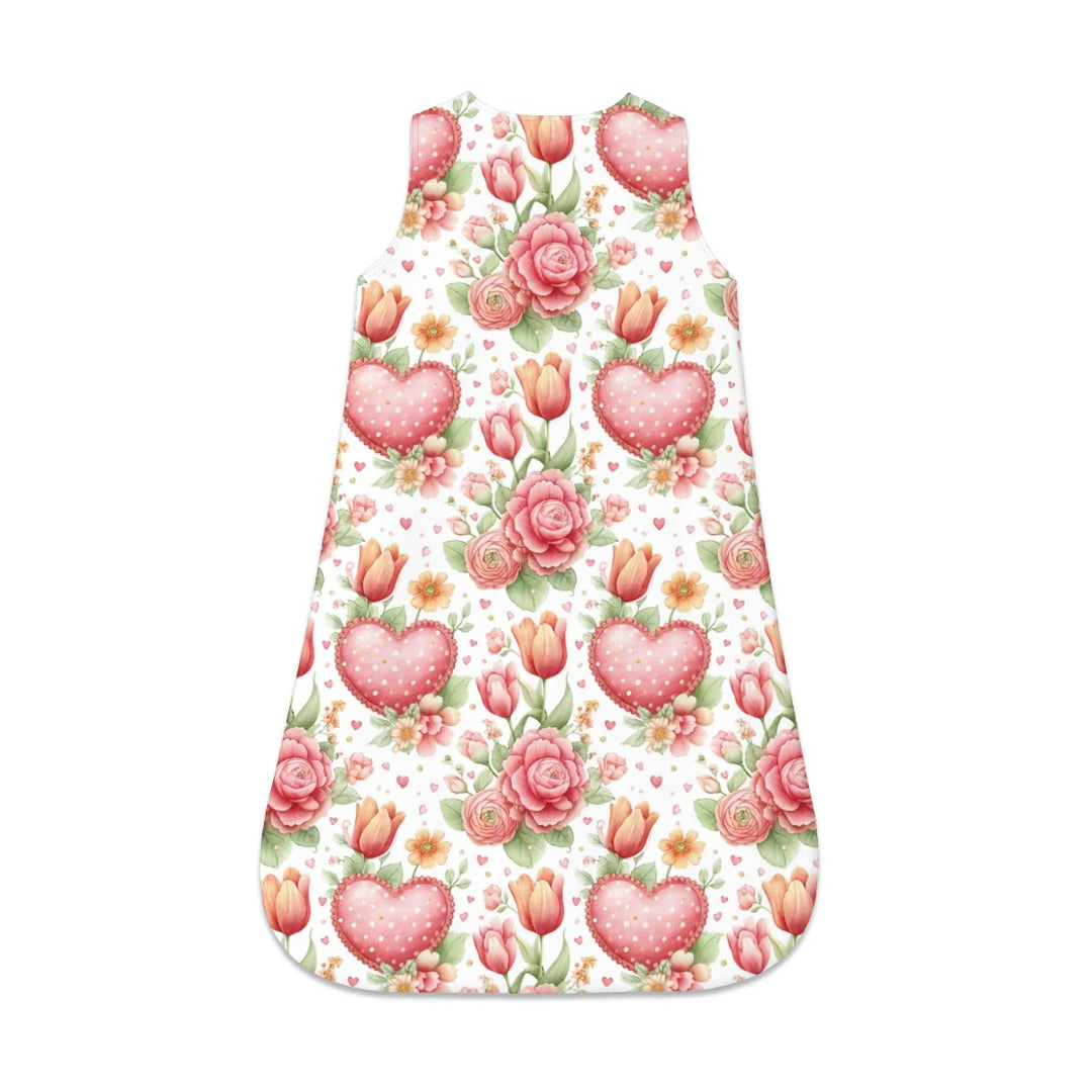 Red Flowers and Hearts Sleeveless Baby Sleep Sack