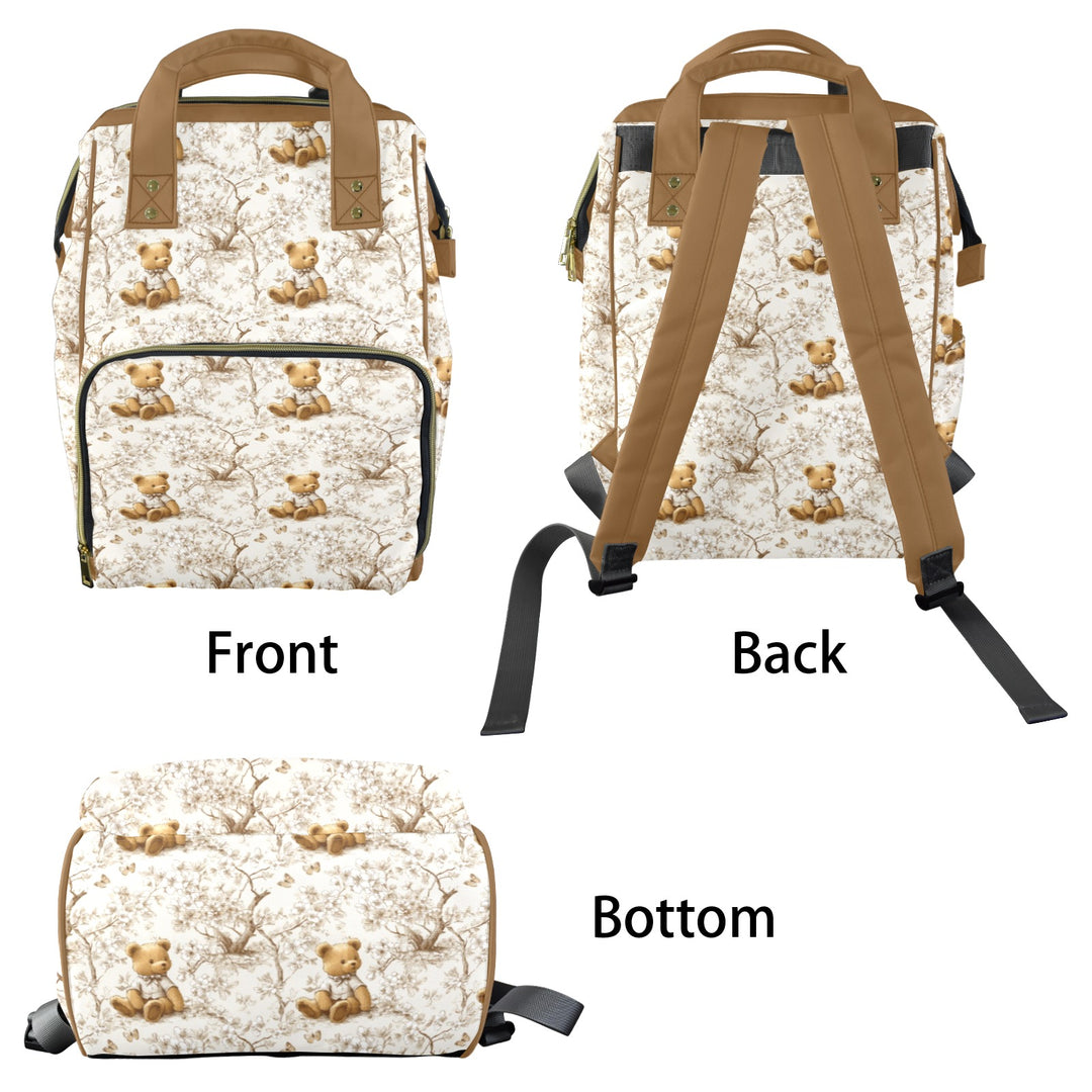 Toile Teddy Bear Diaper Bag