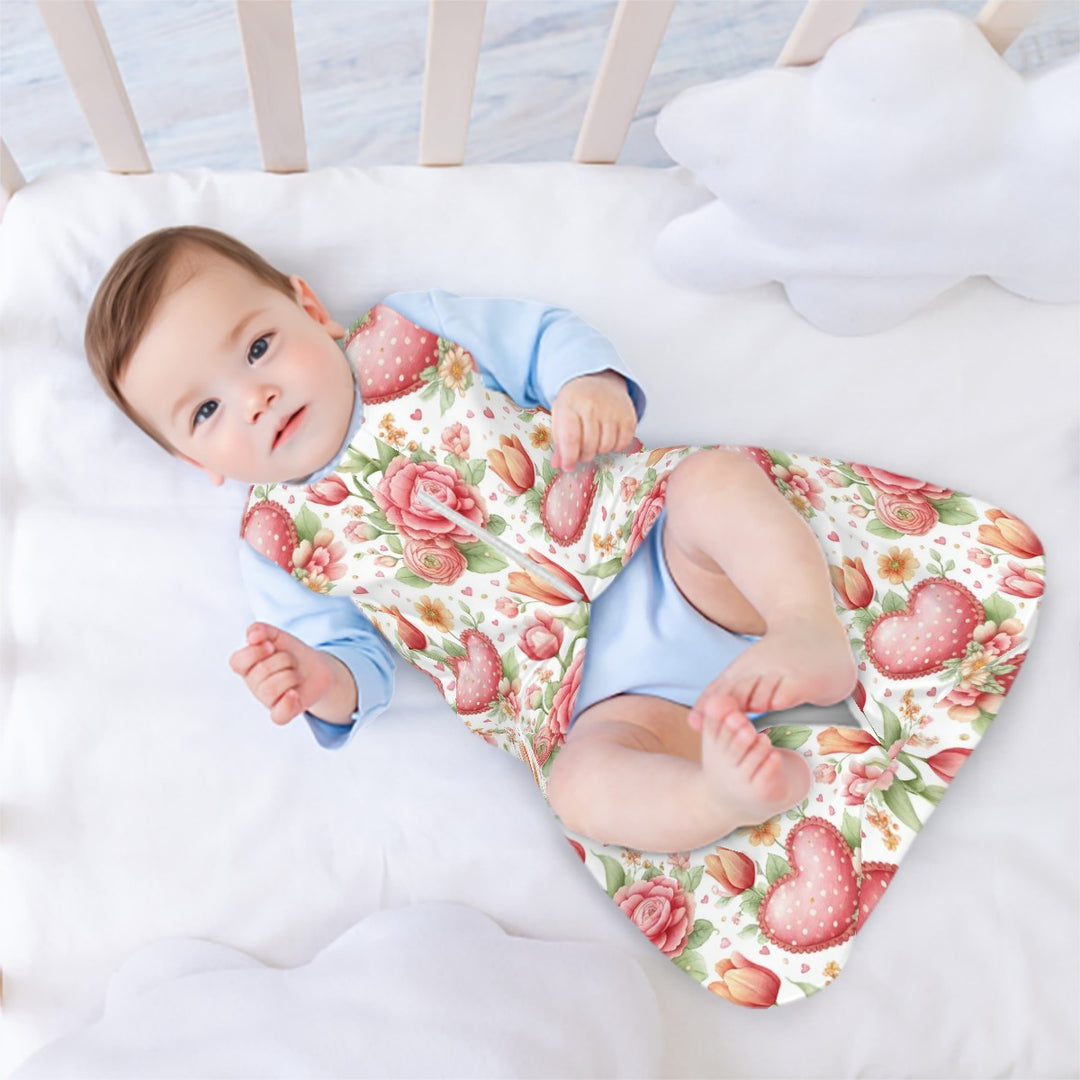 Red Flowers and Hearts Sleeveless Baby Sleep Sack