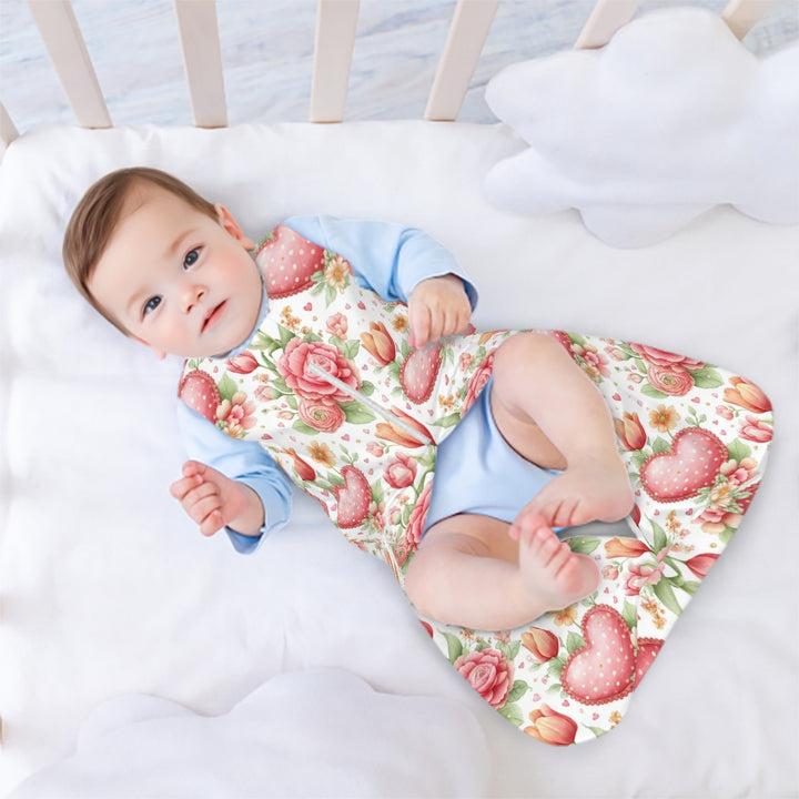 Red Flowers and Hearts Sleeveless Baby Sleep Sack