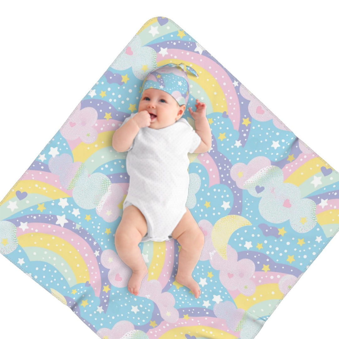 Whimsical Baby Swaddle Blanket & Beanie Hat Set