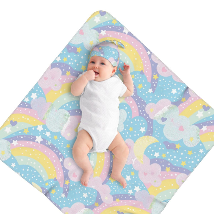 Whimsical Baby Swaddle Blanket & Beanie Hat Set