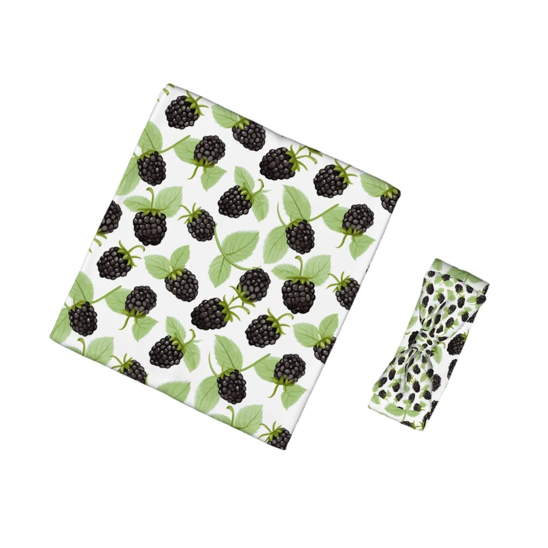 Blackberry Baby Headbands & Swaddle Blanket Set