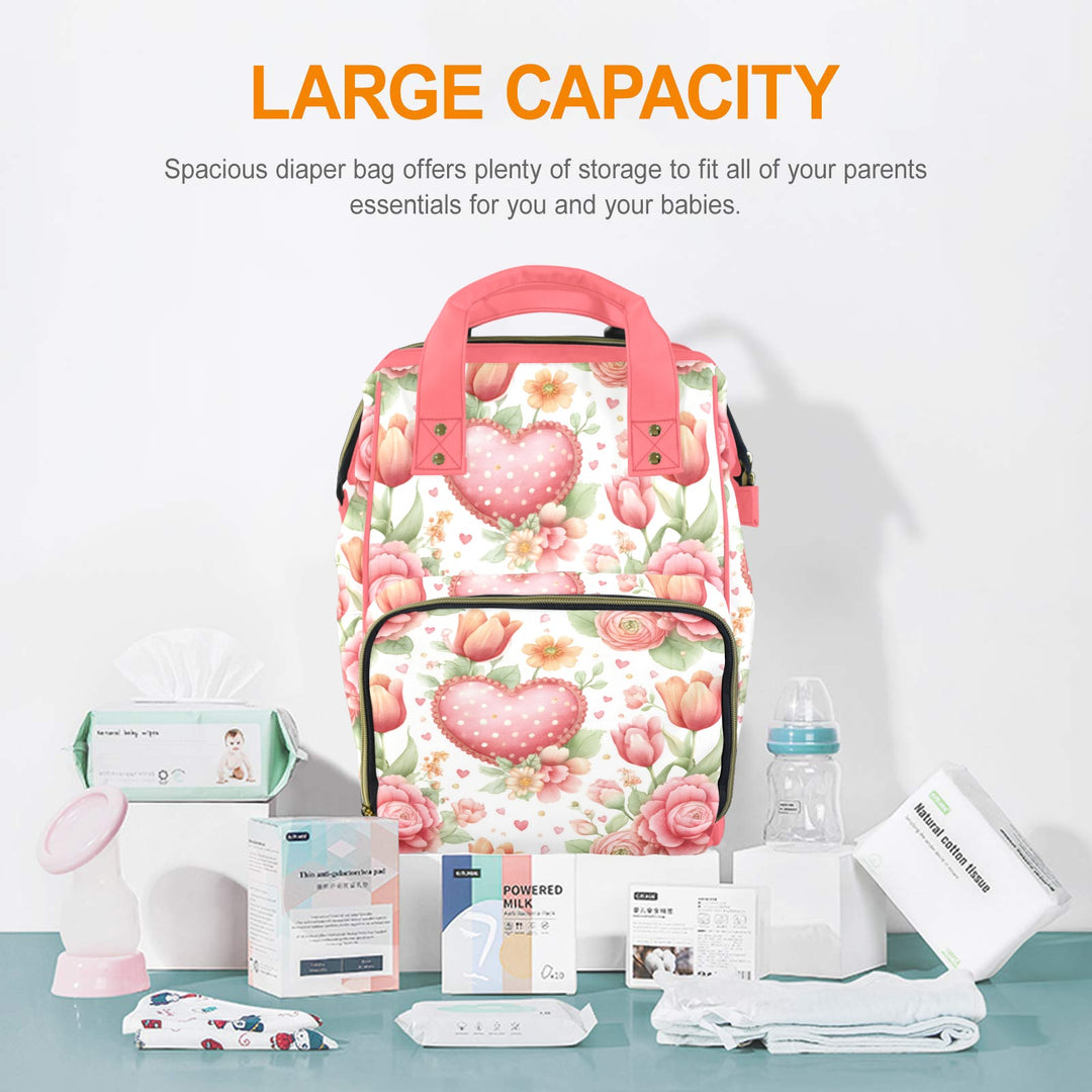 Roses and Hearts Diaper Bag