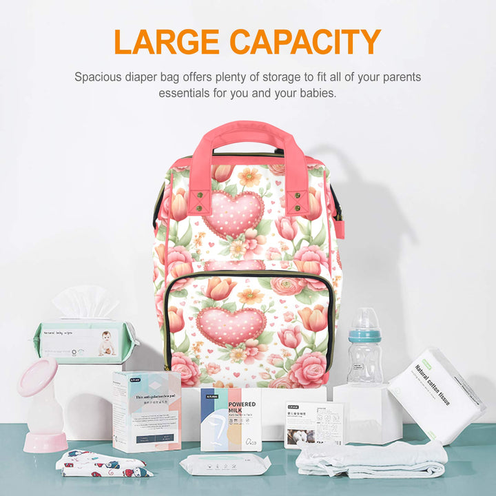 Roses and Hearts Diaper Bag