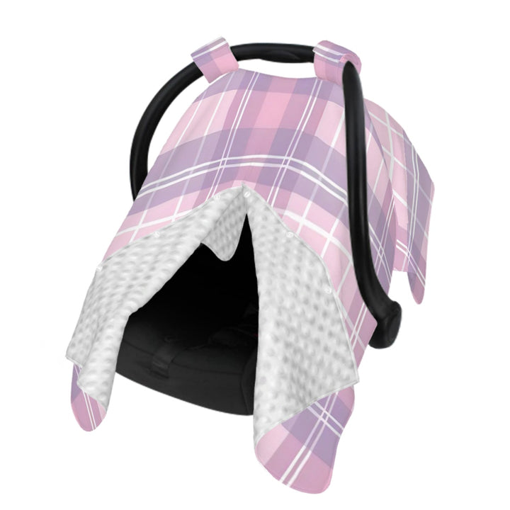 Pink and Purple Plaid Baby Car Seat Cover