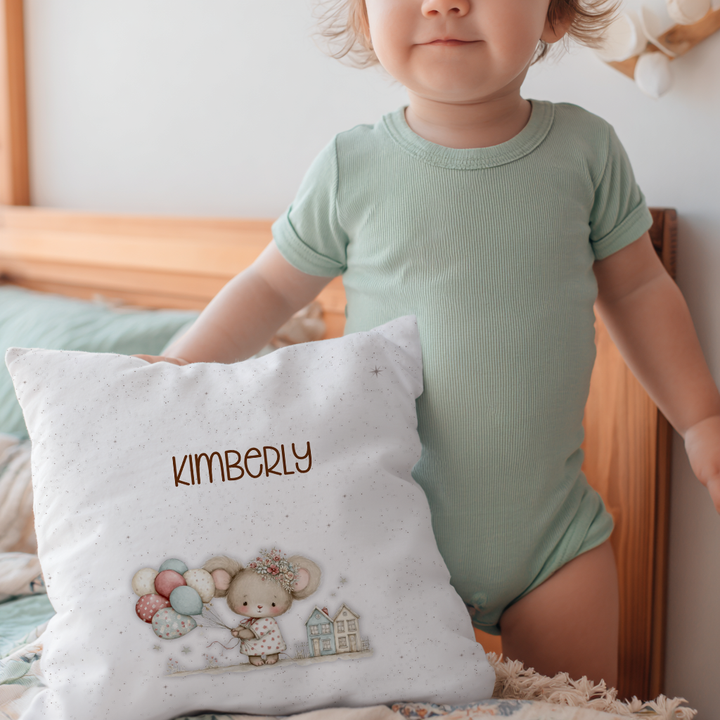 Mouse with Balloons Throw Pillow Covers