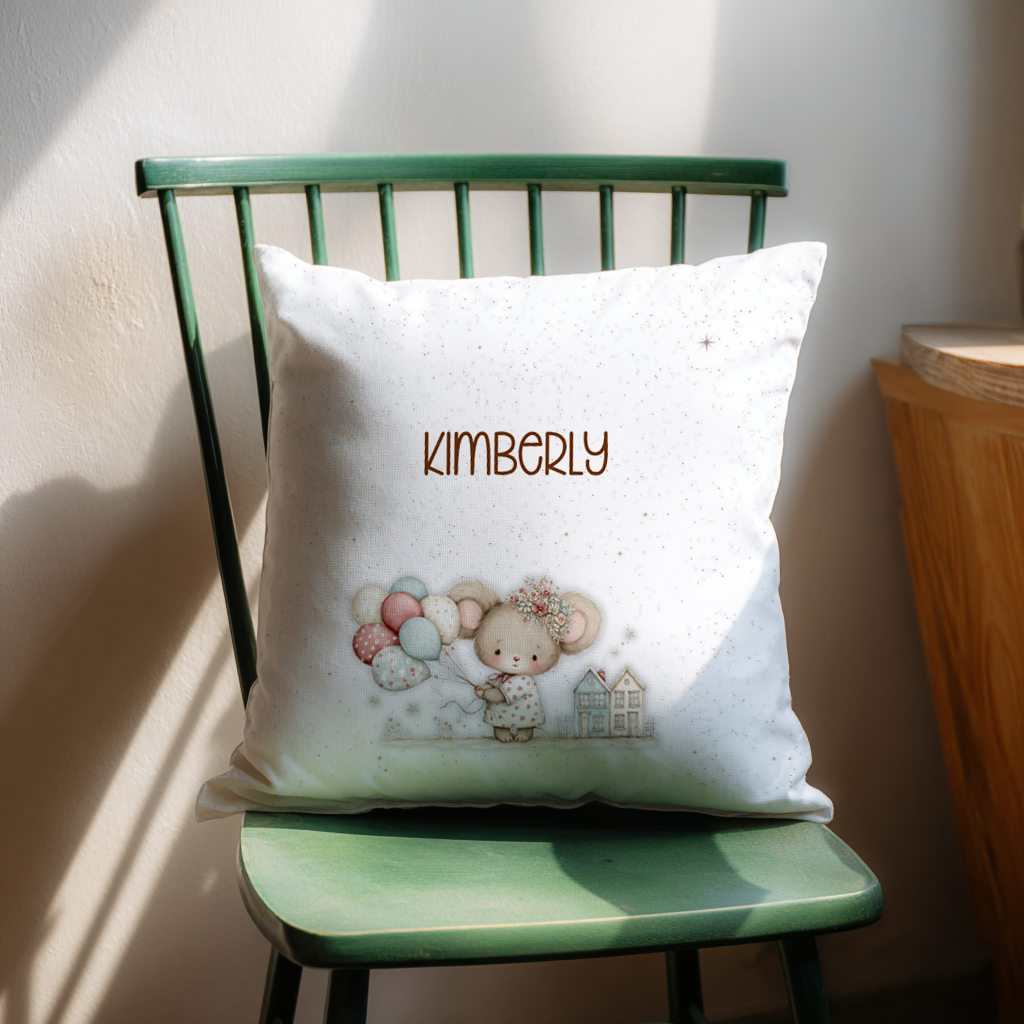 Mouse with Balloons Throw Pillow Covers