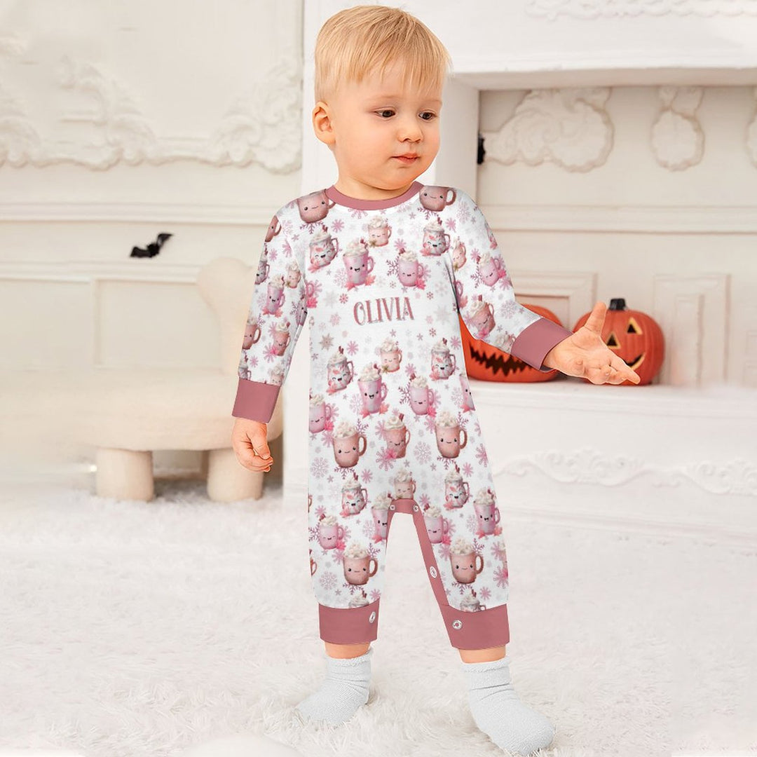 Pink Cocoa Mug Long Sleeve Baby Romper