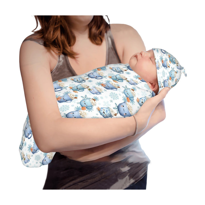 Blue Cocoa and Mugs Cocoon Baby Swaddle set
