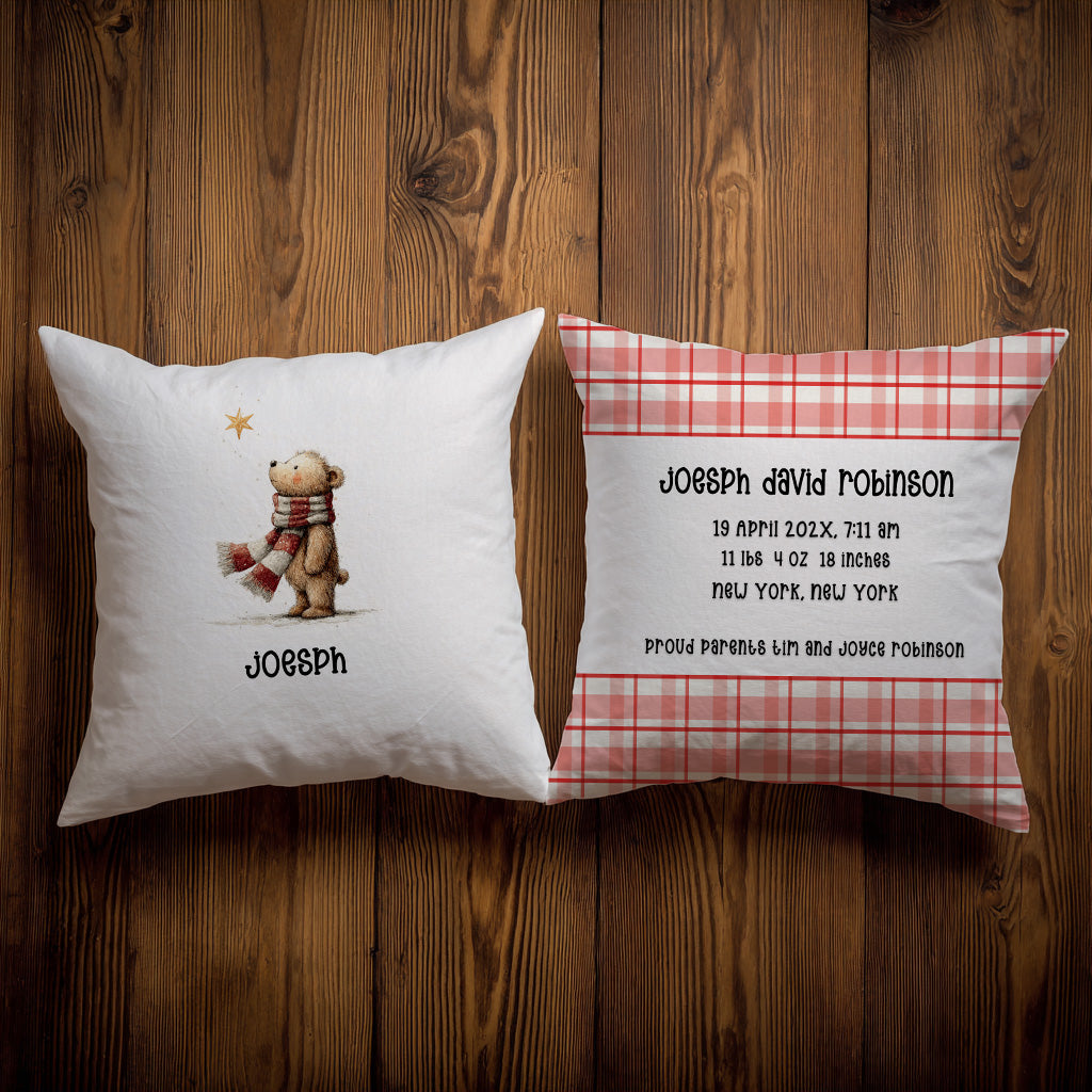 Teddy Bear and the Star Plush Throw Pillow Covers