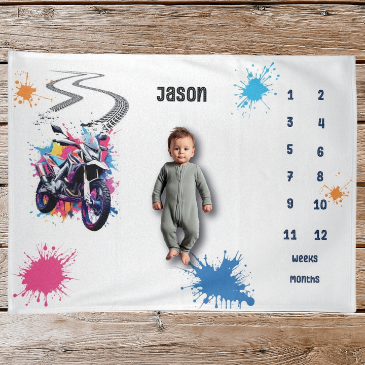 Motor Bike Milestone Blanket
