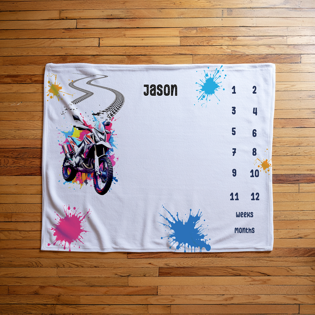 Motor Bike Milestone Blanket