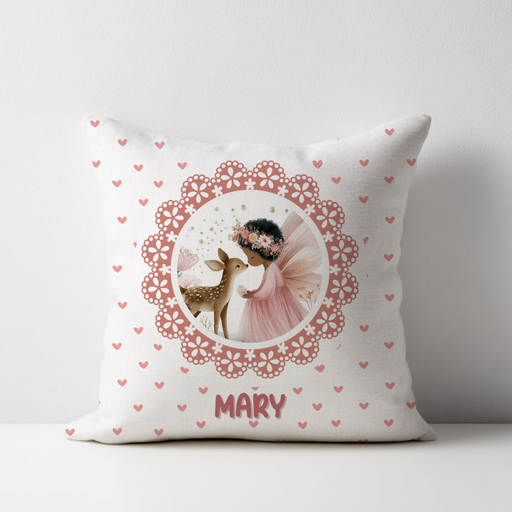 Black Girl Forrest Fairy Throw Pillow Covers