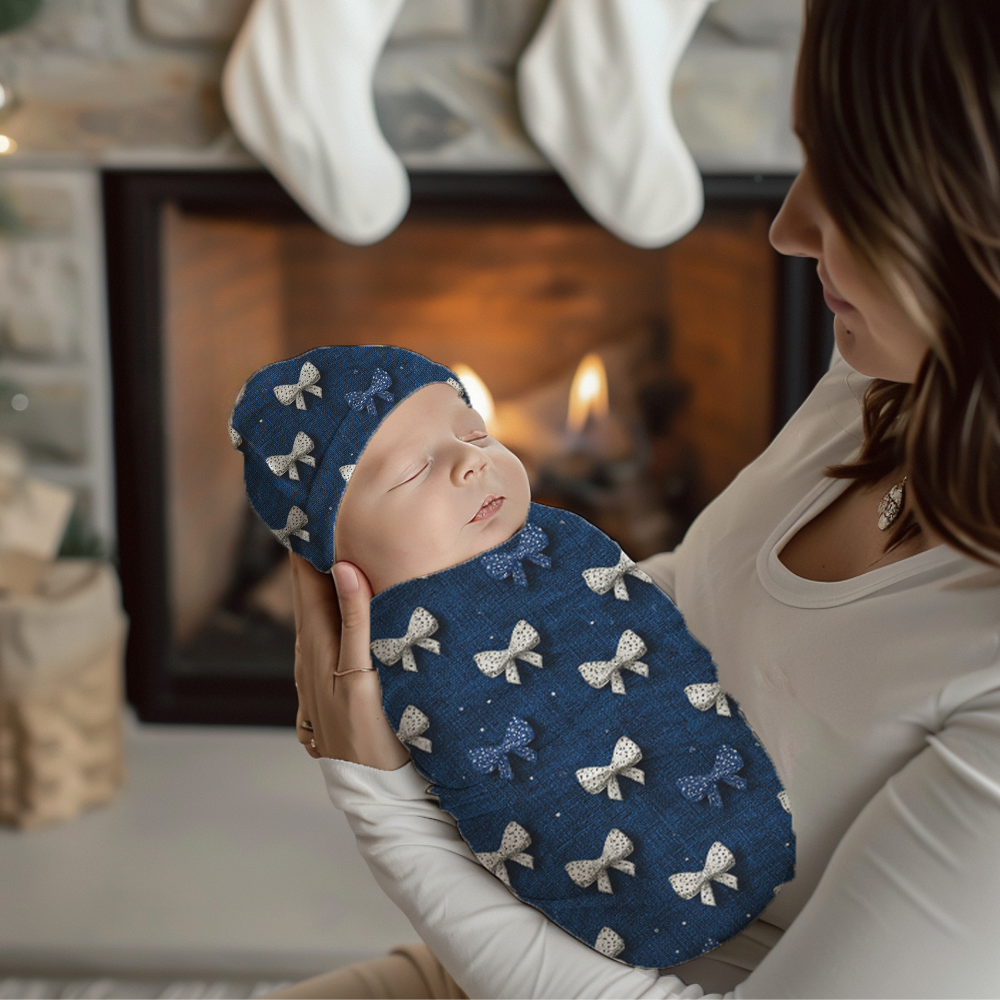 Christmas Bows Cocoon Baby Swaddle Set