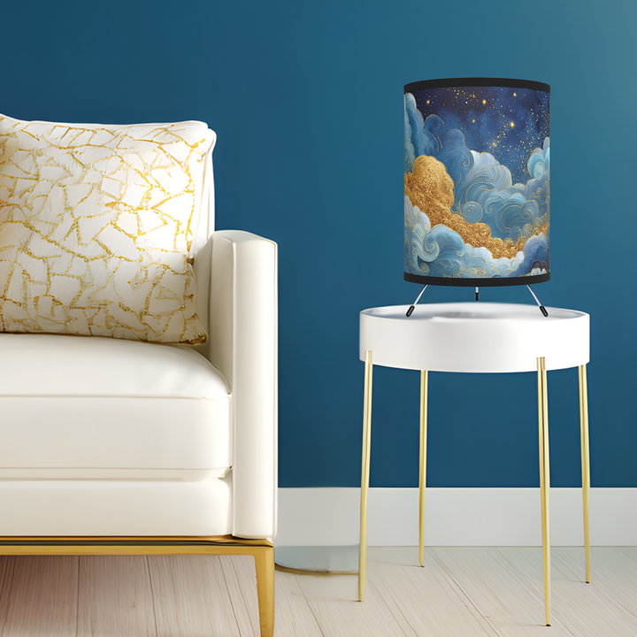 Golden Clouds Night Sky Tripod Lamp