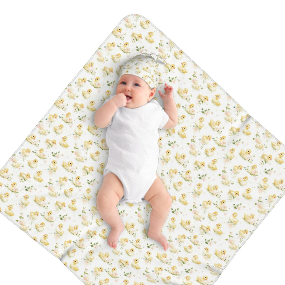 Baby Duckling Swaddle Blanket & Beanie Hat Set