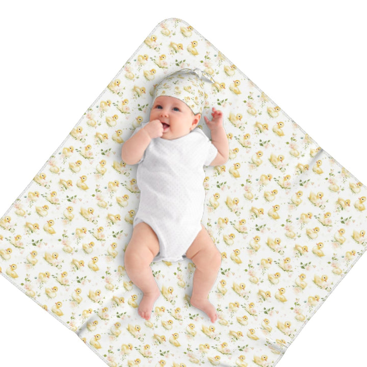 Baby Duckling Swaddle Blanket & Beanie Hat Set