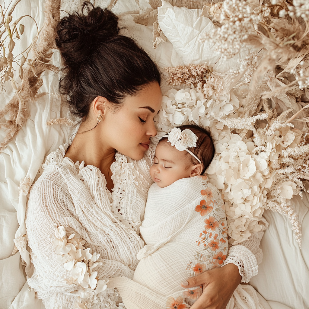 Peach Floral Swaddle Blanket