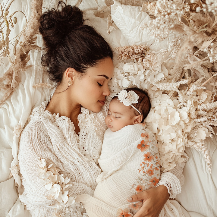 Peach Floral Swaddle Blanket