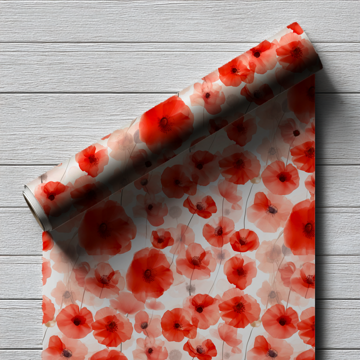 Red Poppy Flower Wrapping Paper