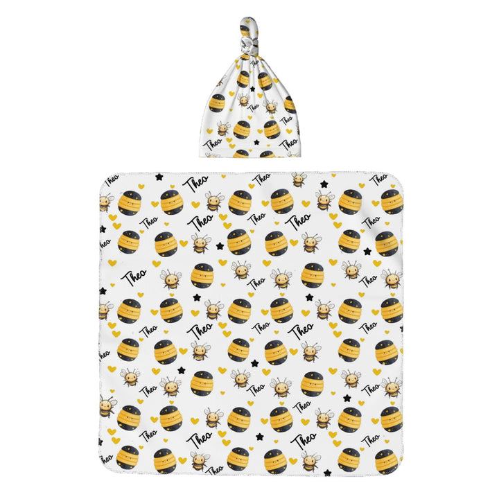 Bumble Bee Swaddle Blanket & Beanie Hat Set