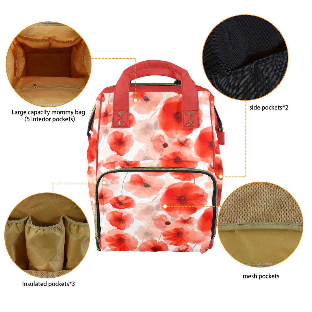 Poppy Flower Diaper Bag
