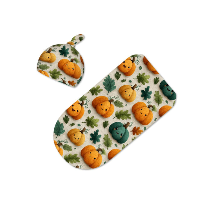 Fall Pumpkin Cocoon Baby Swaddle Set