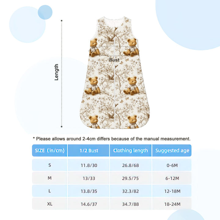Teddy bear Toile Sleeveless Baby Sleep Sack