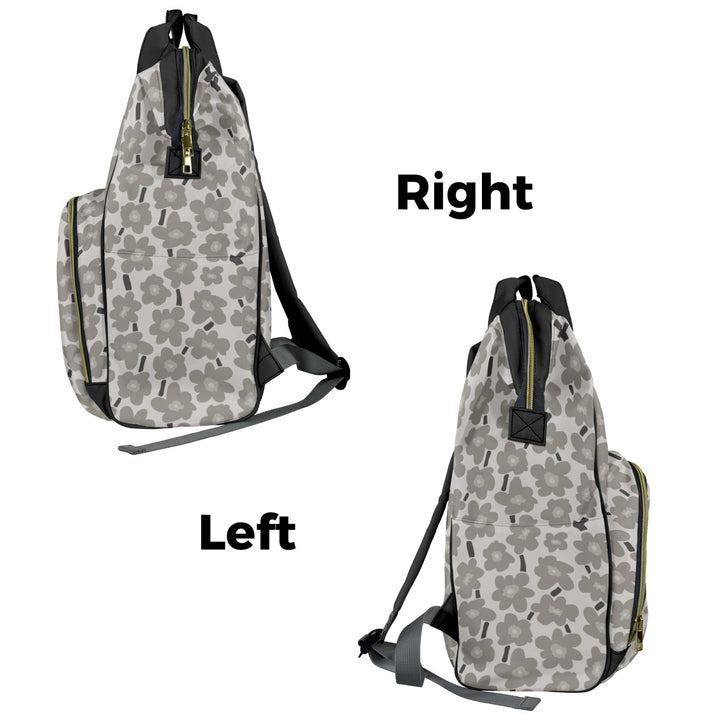 Grey Flower Diaper Bag